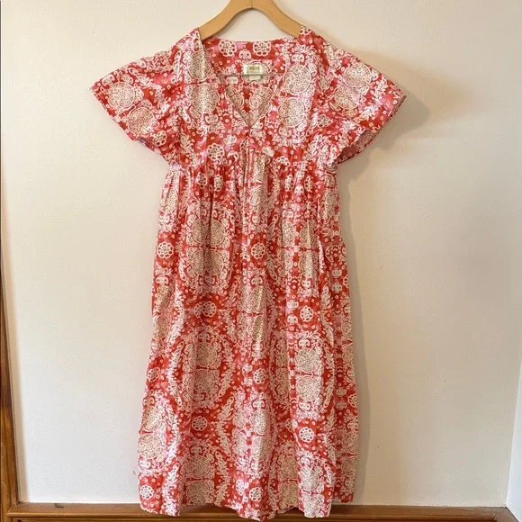 Anthropologie Maeve Printed Flutter Sleeve Babydoll Dress in Pink Pattern Size S - Picture 4 of 9